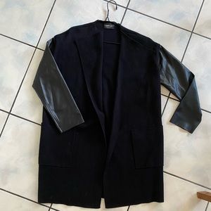 Zara Knit And Leather Cardigan/Coat